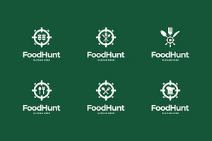 Set Of Food Hunter Logo Designs