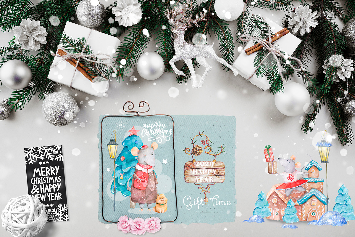 Christmas Story Watercolor cute Rats, an Animal Illustration by Ann Art Houze (Photo 8 of 13)