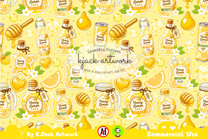 Cute Honey Lemon Soda Seamless, a Background Graphic by K.JackArtwork