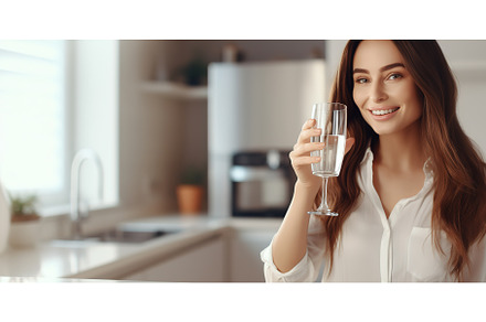 A beautiful brunette drinks mineral, a Person Photo by ZinetroN
