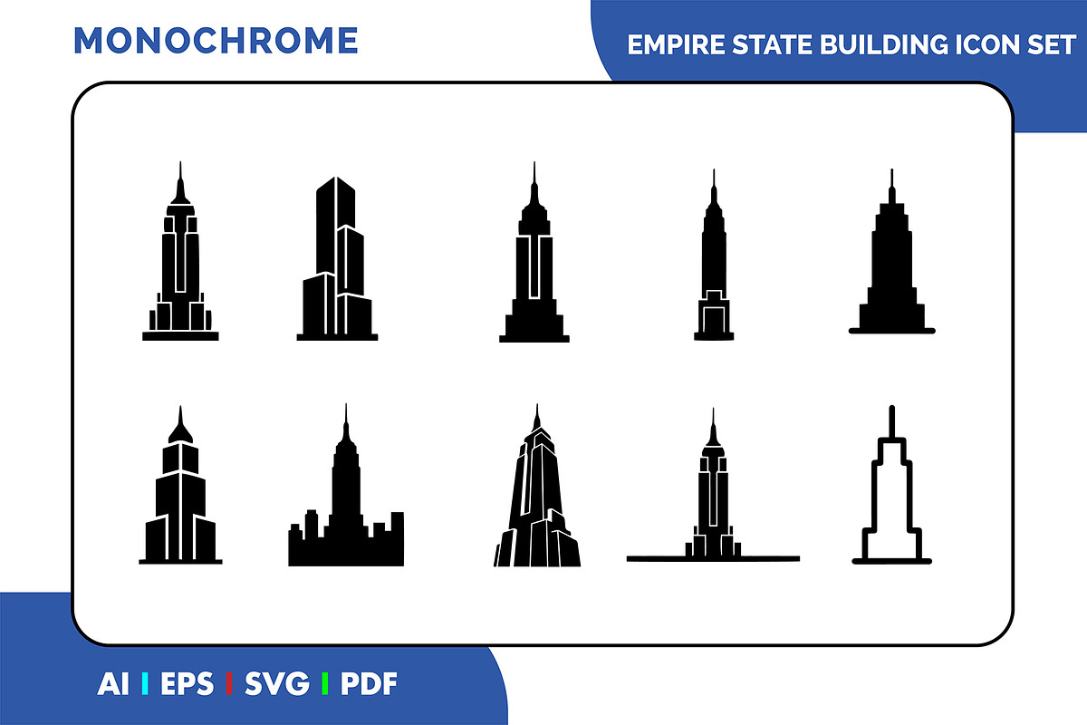 Empire State Building Icon Set, a Solid Icon by Fontmine Studio (Photo 1 of 3)