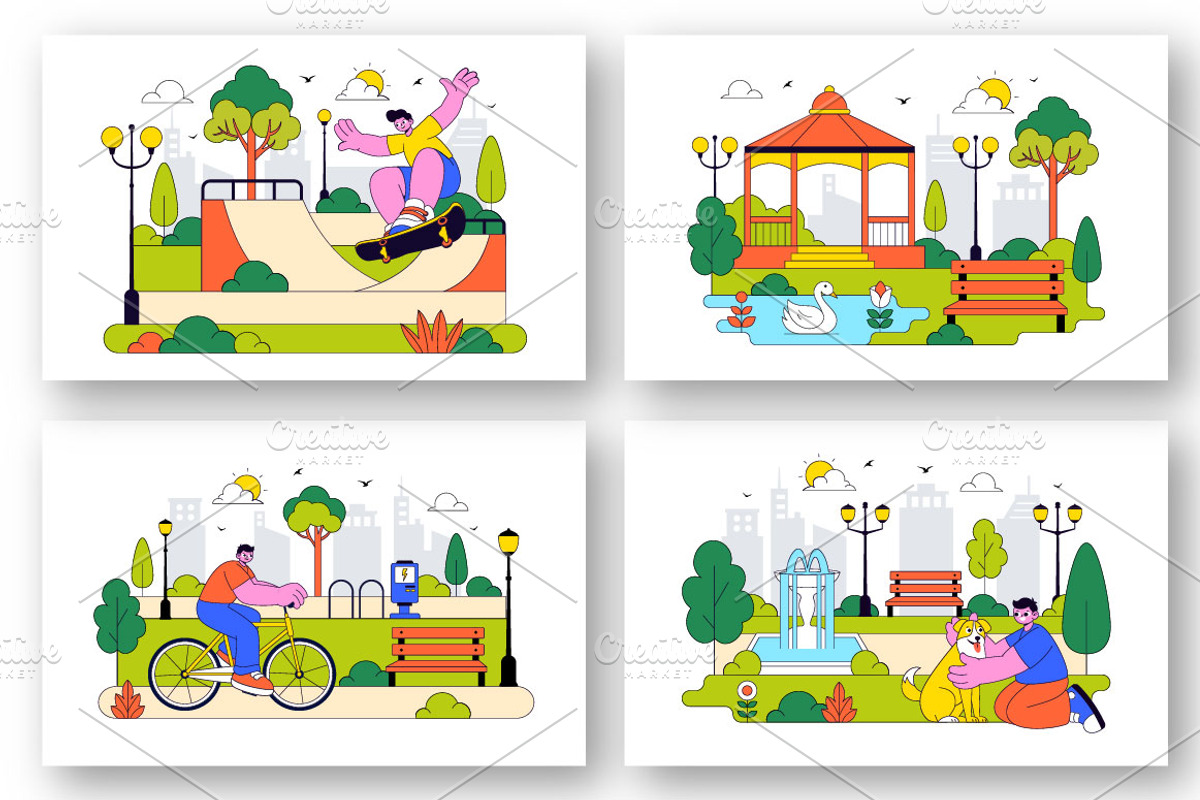 10 City Park Vector Illustration, a Person Illustration by denayunebgt (Photo 3 of 4)