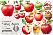 Falling Apples Watercolor Clipart, an Illustration by Dream Creation (Thumbnail 1 of 6)