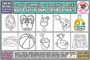 Cozy Summer Bold&Easy Coloring Pages, a Seasonal Illustration by EduEnrich (Thumbnail 1 of 3)