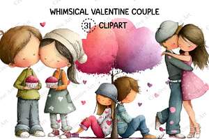 Whimsical Valentine Couple Clipart, an Illustration by Creative Art