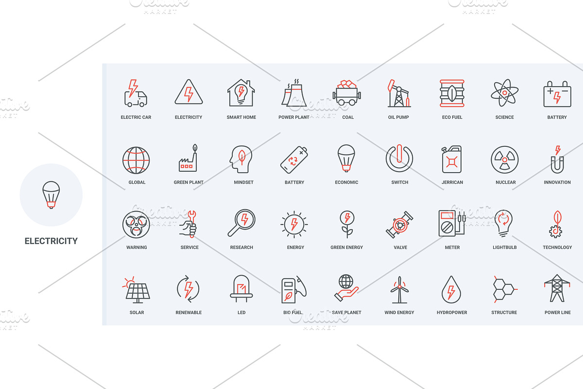 Energy generation alternative icons, an Illustration by Lemberg Vector