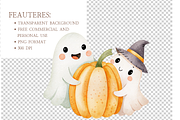 Watercolor Halloween Clipart PNG, a Seasonal Illustration by MockupWizard (Thumbnail 4 of 5)