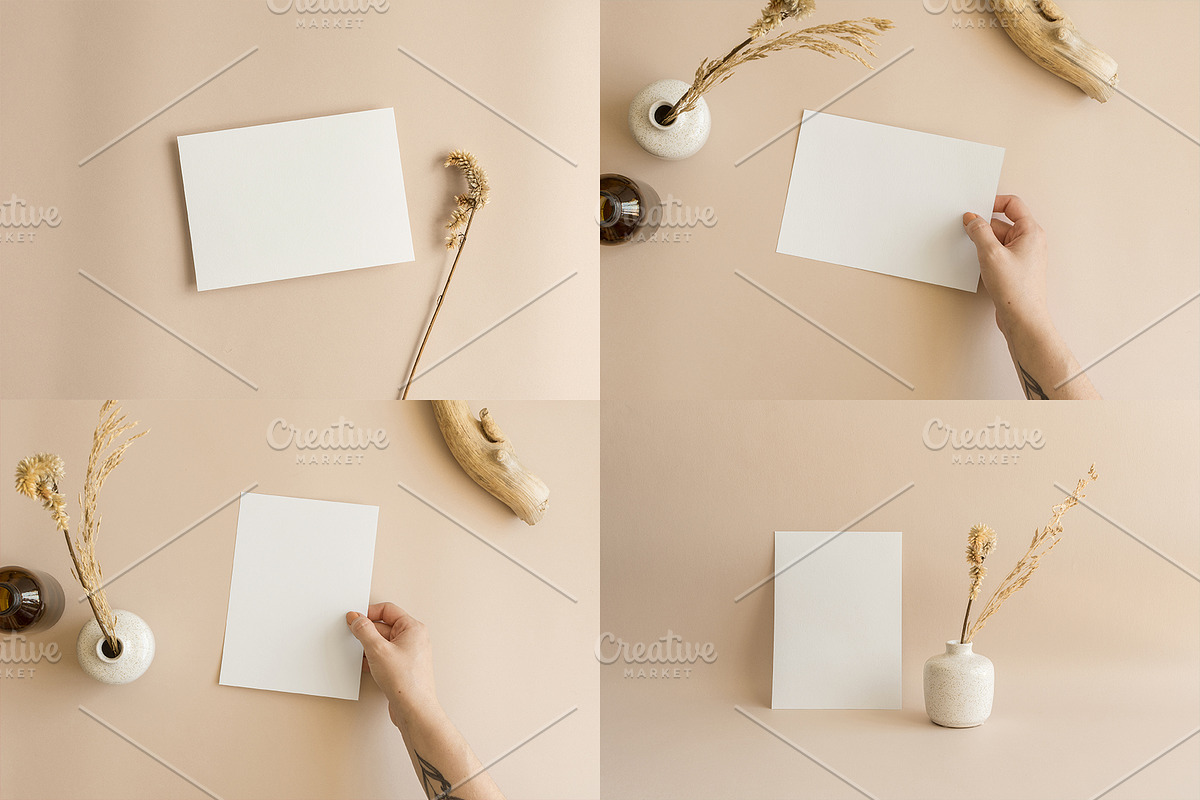 Beige - 5x7 Card Mockup Bundle, a Product Mockup by Salt Color Studio (Photo 8 of 13)
