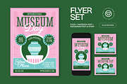 Pink Green Museum Day Flyer Set, a Flyer Template by graphicook (Thumbnail 1 of 3)