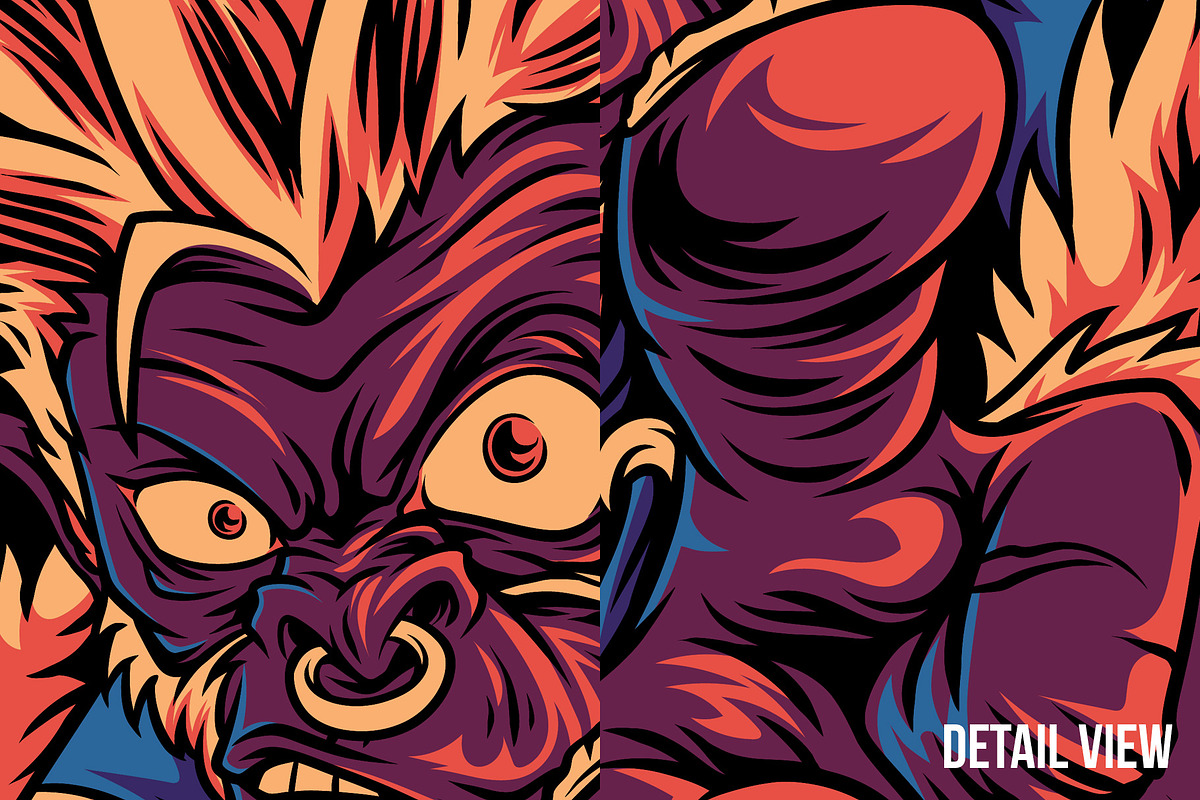 Fight it Monkey Illustration, an Animal Illustration by badsyxn (Photo 3 of 5)