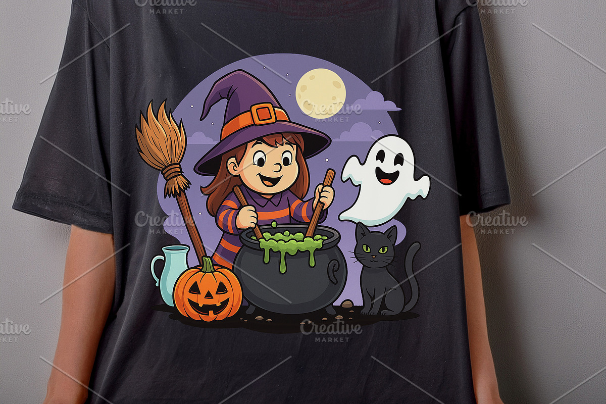 Cute Halloween Witch Cauldron., a Decorative Illustration by kaisorn (Photo 4 of 6)