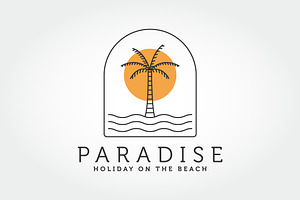 Palm tree line art minimalist logo