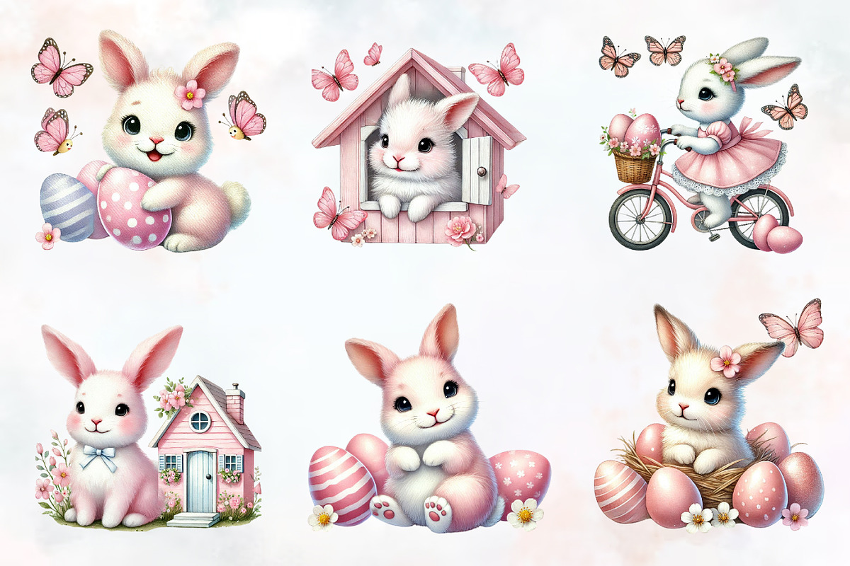 Easter clipart bundle rabbit bunny p, an Illustration by RobertsArt (Photo 7 of 7)