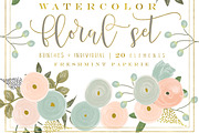 peach watercolor floral clipart set, a Graphic by Freshmint Paperie (Thumbnail 1 of 2)