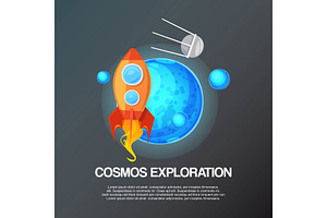 Cosmos Exploration Banner Vector