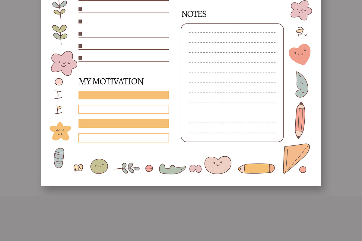 Cute Illustrated Daily Planner, a Stationery Template by ContestDesign (Photo 3 of 3)