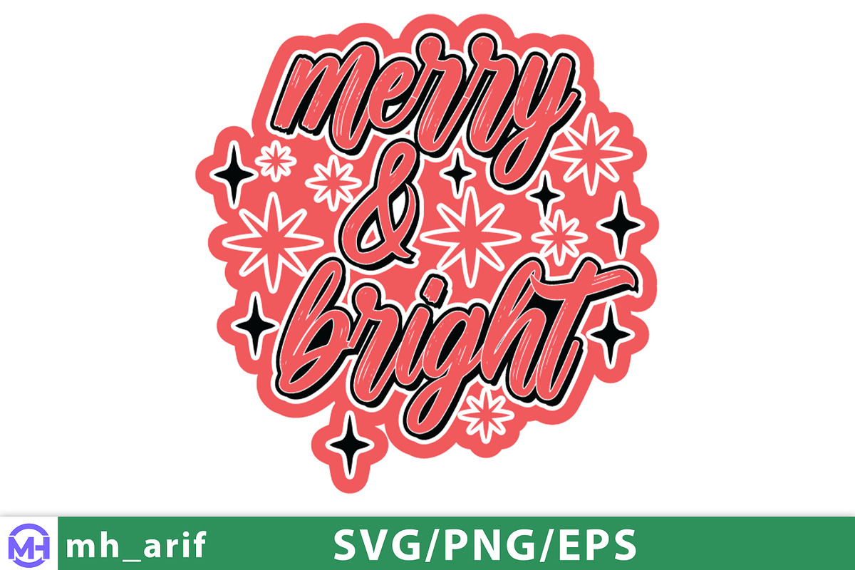 Merry & Bright Christmas SVG PNG Des, a Graphic by mh_arif (Photo 2 of 4)