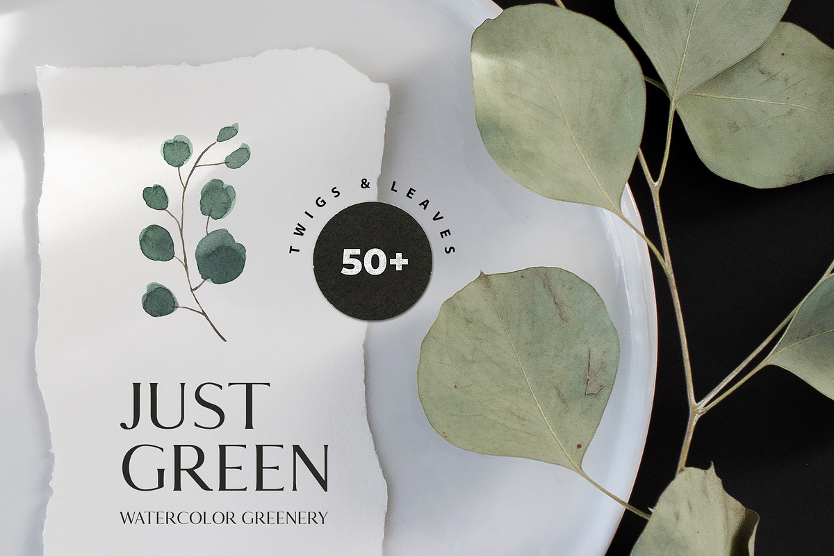 JUST GREEN leaves greenery foliage, a Decorative Illustration by Lana Elanor (Photo 6 of 8)