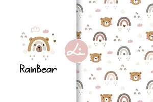 Set Of Pattern With Cute Bear