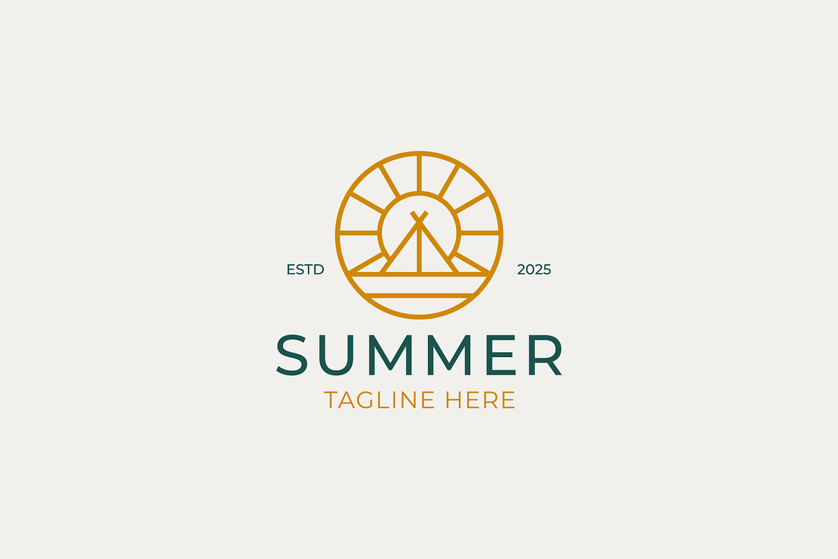 Logo Badge Summer Camp Tent Sunrise, a Branding & Logo Template by Signatoro (Photo 2 of 3)