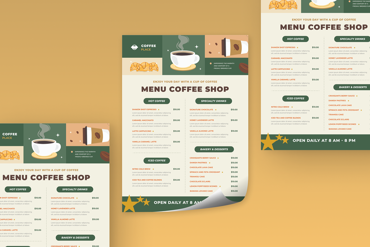 Greena Coffee Shop Menu, a Print Template by SquidPixey (Photo 3 of 5)