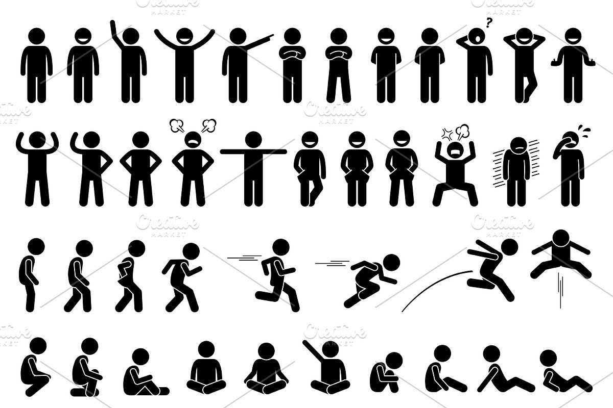 Children Kids Pose Actions Postures, an Icon by Leremy Stick Figures