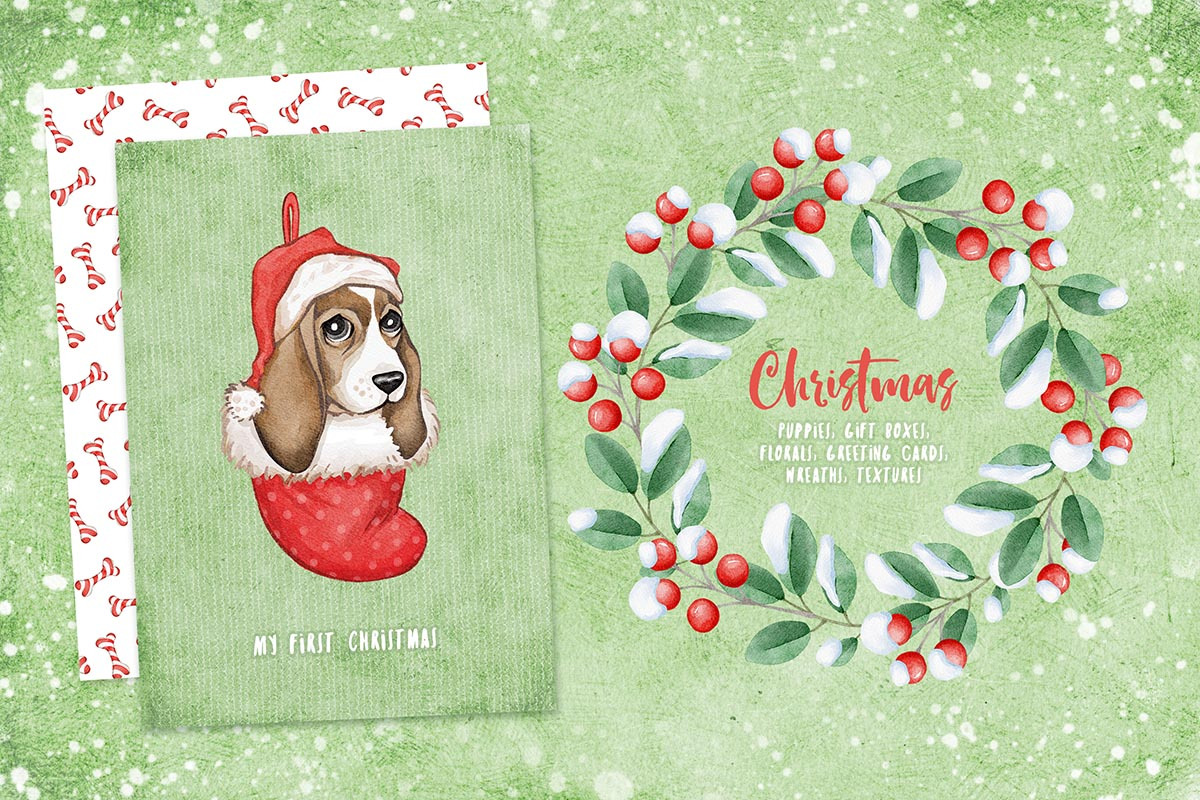 Woof Christmas Watercolors, an Animal Illustration by Eva Katerina (Photo 4 of 18)