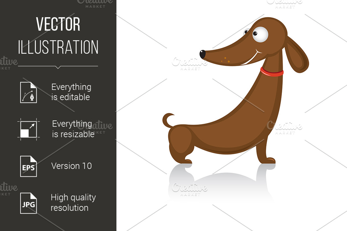 Cartoon funny dog breed dachshund, a Graphic by DvargShop