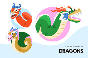 Chinese dragon mascot avatars set, an Animal Illustration by Good Studio