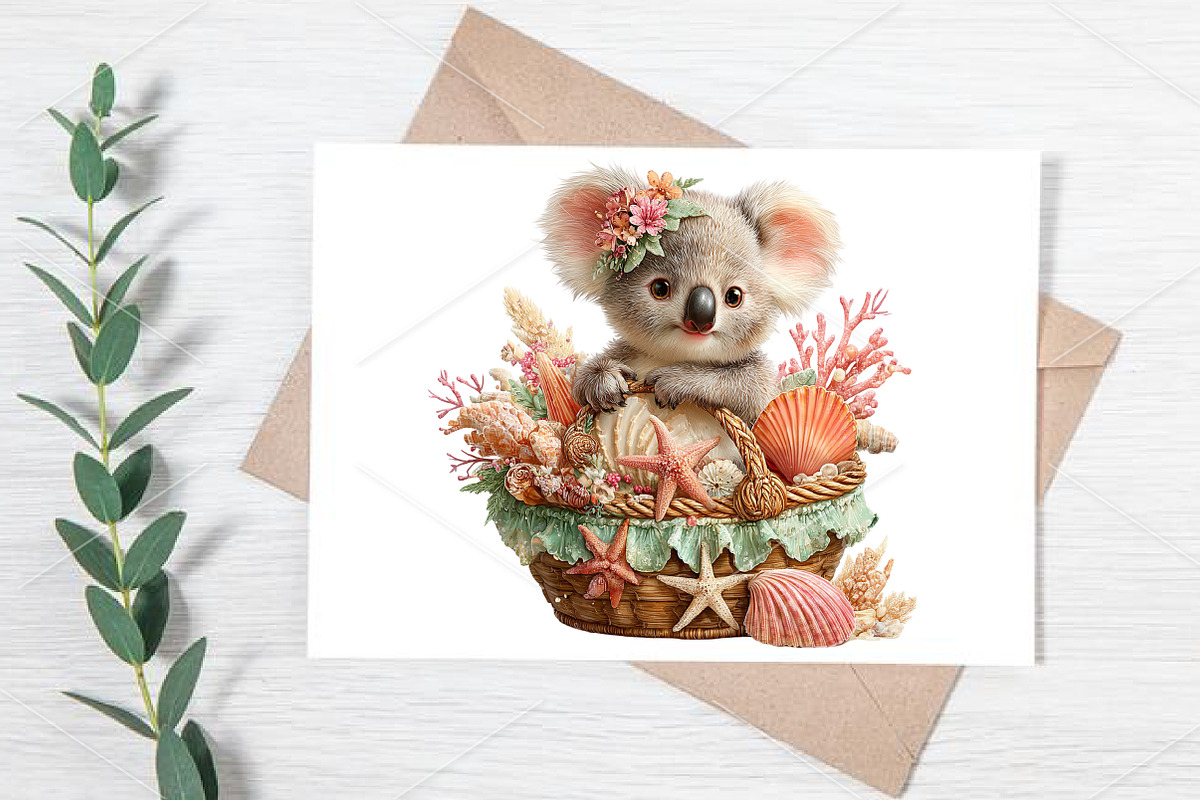 Whimsical Summer Koala Clipart PNG, an Illustration by Canvas Craft (Photo 7 of 7)