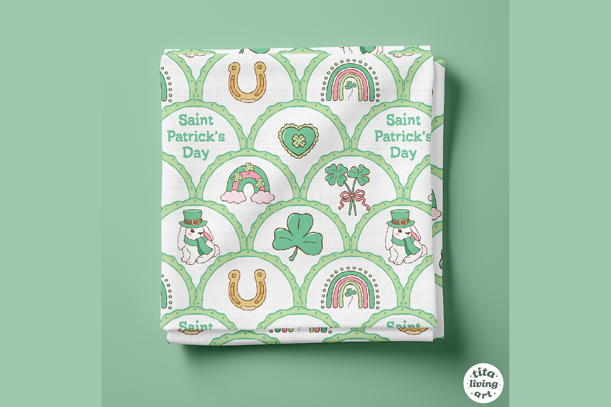 Lucky Scalloped Seamless Pattern, a Seasonal Illustration by TitaLivingArt (Photo 4 of 13)