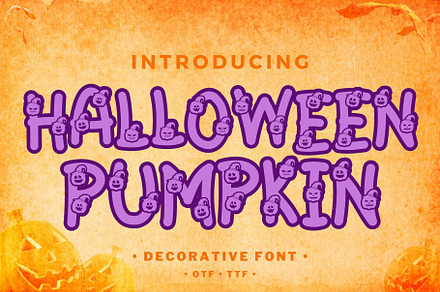 Halloween Pumpkin - Decorative font, a Sans Serif Font by Brown Cupple