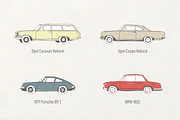 10 German Vintage Cars Vector + Font, an Illustration by Storyteller Imagery (Thumbnail 4 of 5)