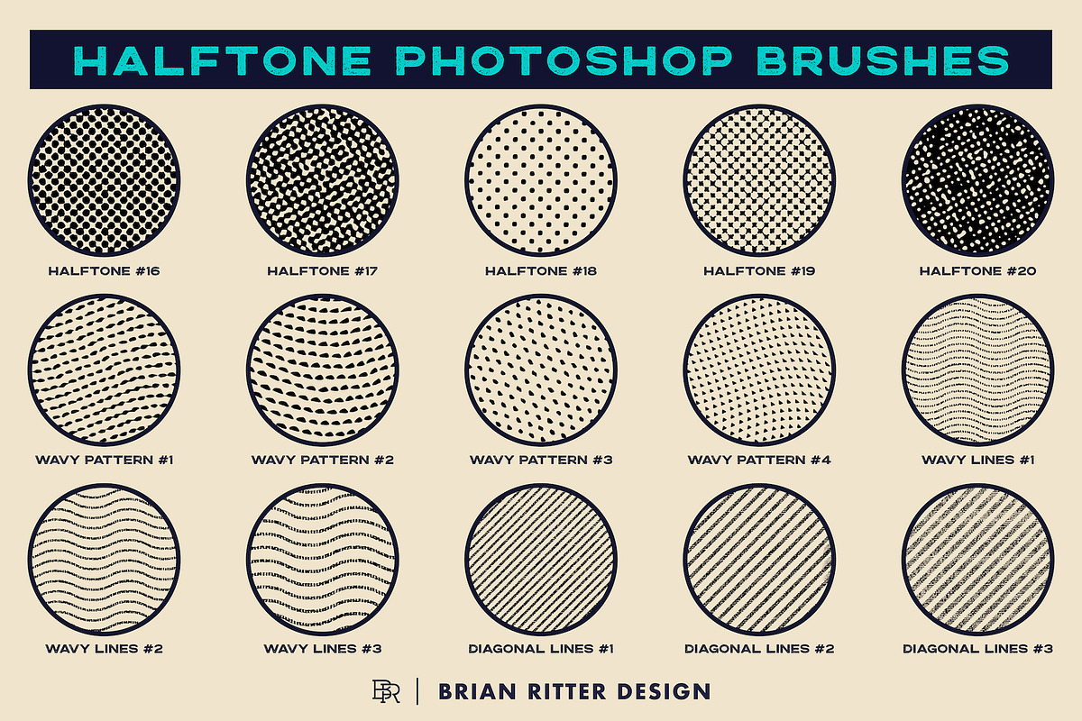 Halftone Photoshop Brushes, a Brush Add-On by Brian Ritter Design (Photo 6 of 9)