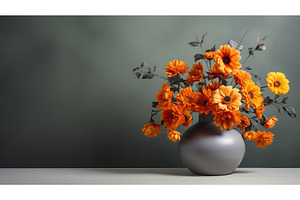 floral gray orange background ai, a Background Photo by pikepicture