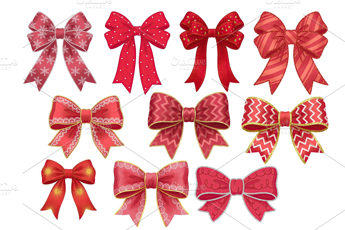 Red Textured Bows Mega Bundle, a Decorative Illustration by Stellalunarts (Photo 8 of 23)