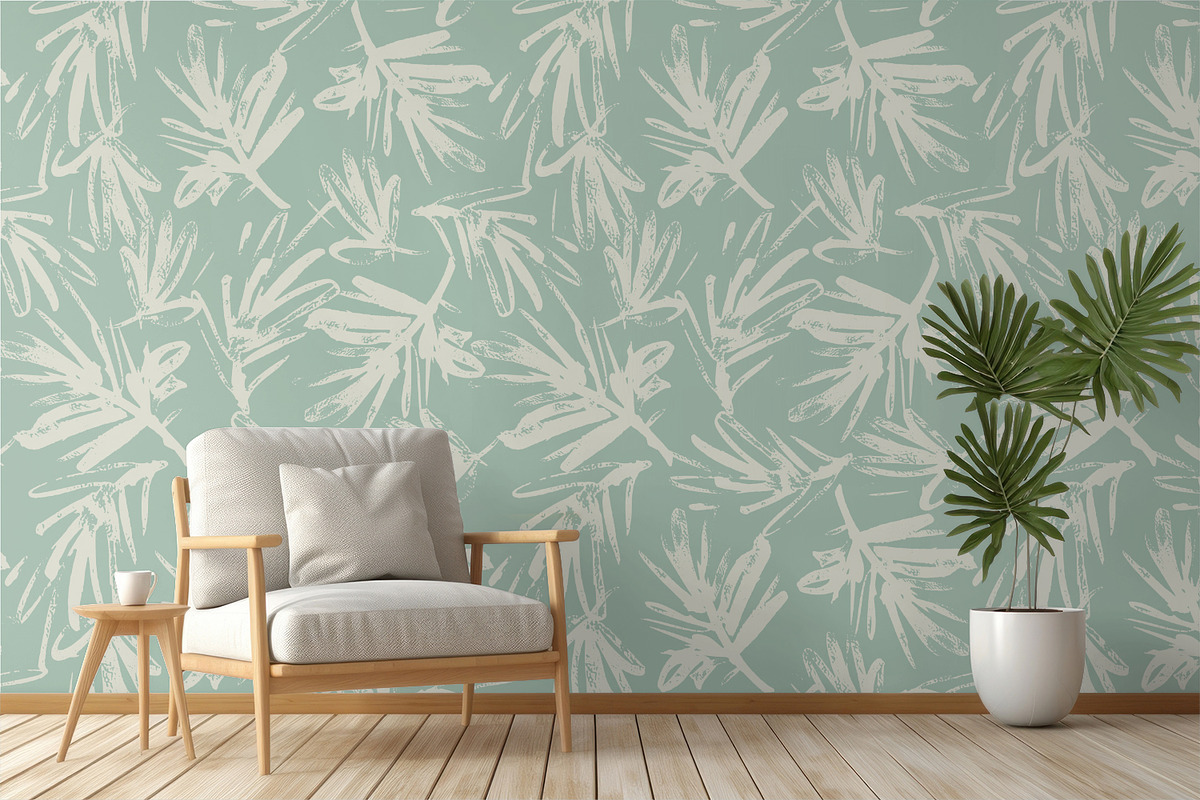 Summer Painted Palm Leaves, a Wallpaper Graphic by MalyskaStudio (Photo 3 of 15)