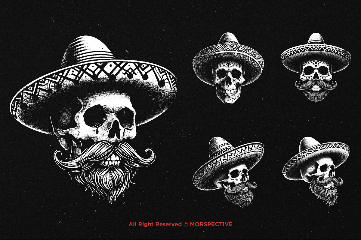 10 Bundle Dark Art Skull Sombrero, an Illustration by Morspective (Photo 5 of 7)