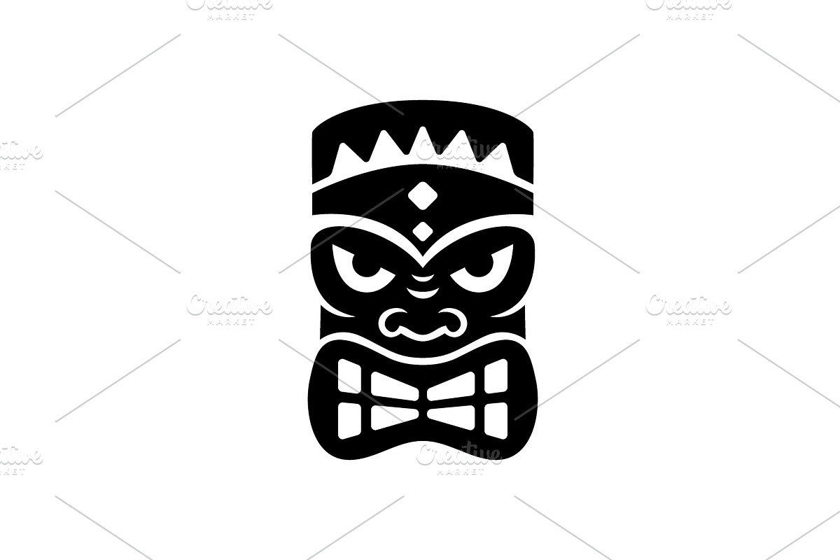 Tribal tiki mask with bowtie teeth, an Object Illustration by GraphiShop