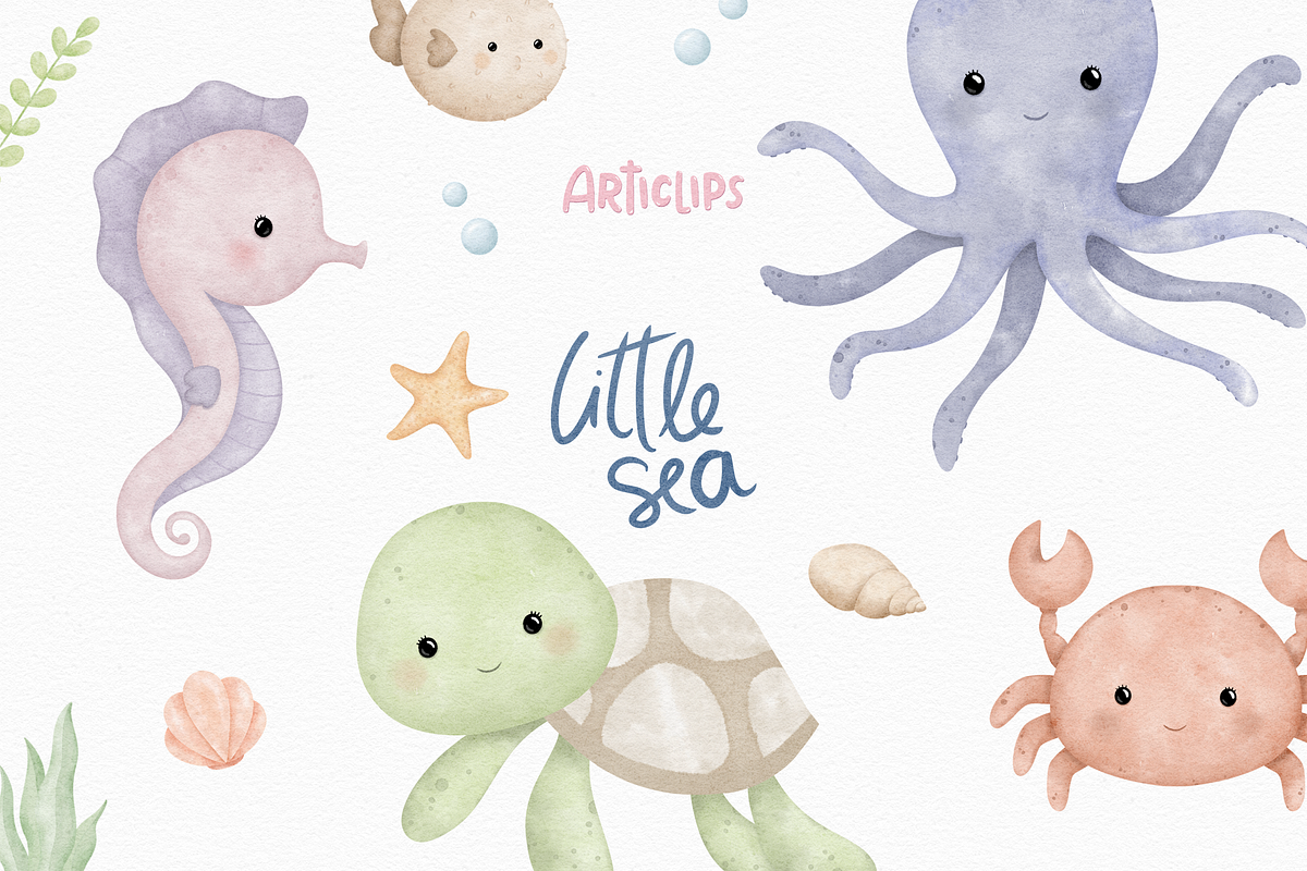 Little sea Clipart, an Animal Illustration by Articlips (Photo 1 of 7)