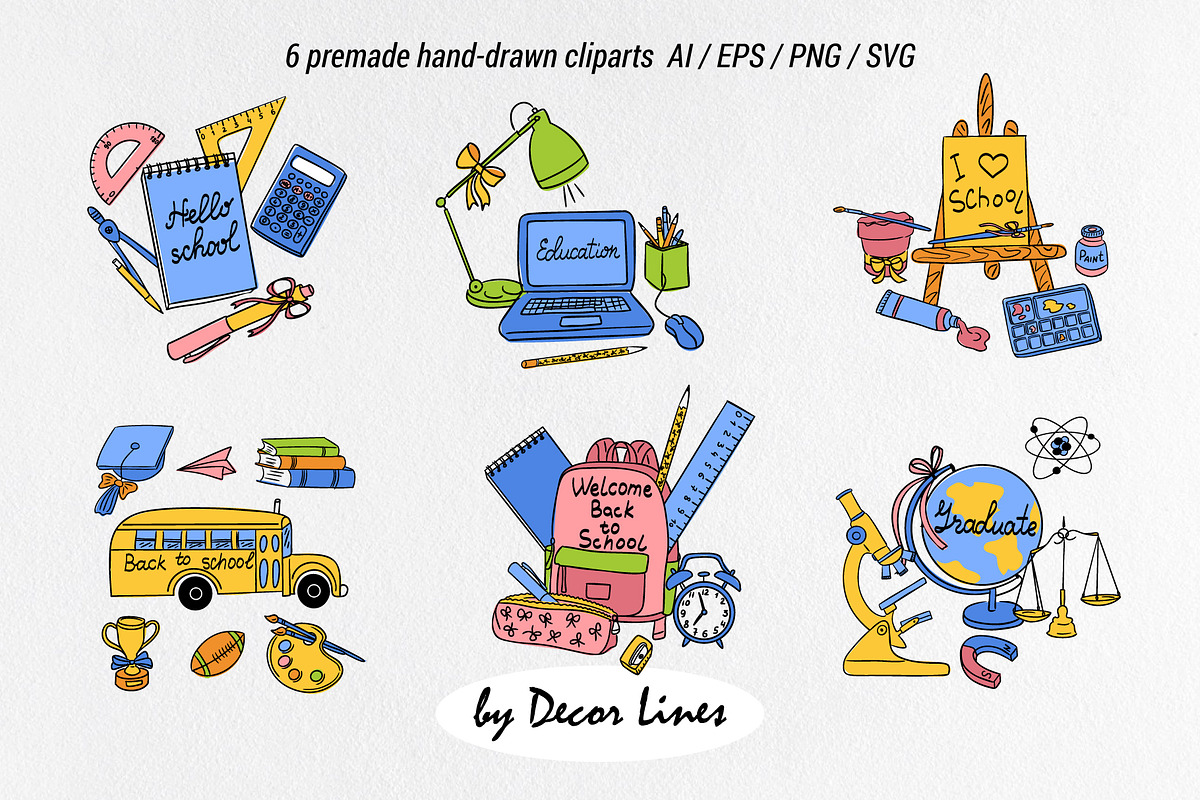 Back To School Doodles With Bows, an Education Illustration by Decor Lines (Photo 9 of 16)