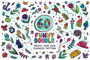 60 Funny Doodle + 14 Patterns
