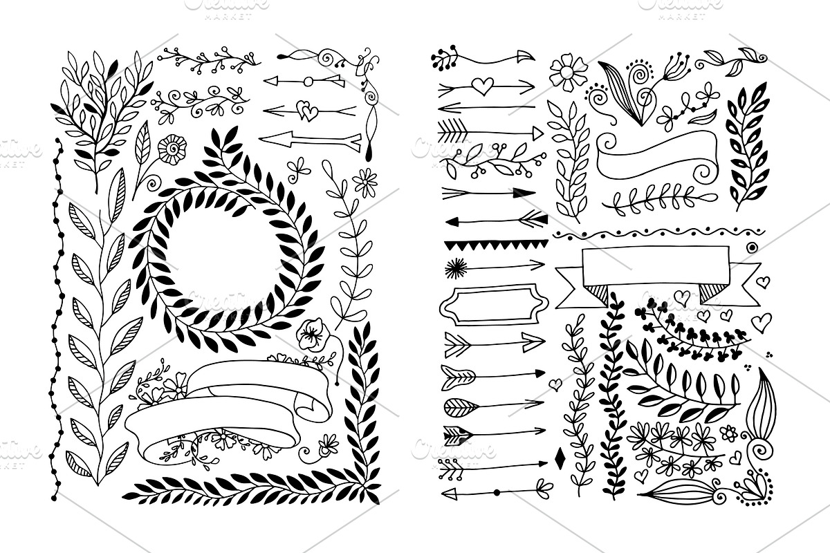 800+ DOODLE ELEMENTS SET, a Templates & Theme by karakotsya (Photo 22 of 24)