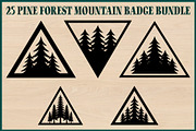 25 Pine Forest Mountain Badge Bundle, an Empty State Illustration by Artivon (Thumbnail 1 of 4)