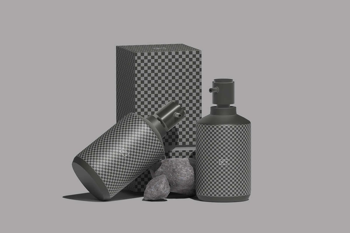 Plastic Pump Bootle with Box Mockups, a Packaging Mockup by fakhroo (Photo 2 of 3)