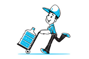 Courier delivery of water Vector