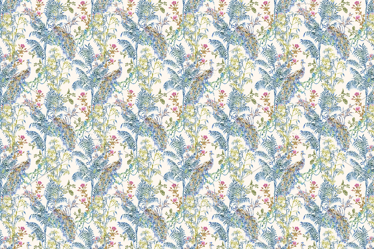 Palms & Peacocks pattern & motifs, a Pattern Graphic by YvY (Photo 6 of 6)