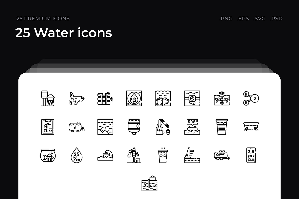 25 Water icons, an Outline Icon by Wencory