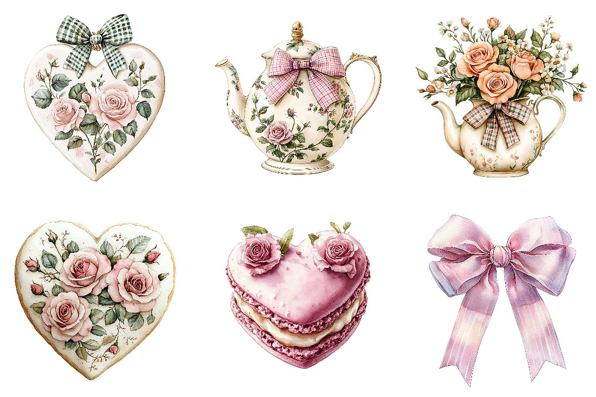 Coquette Tea Party Clipart, a Work Illustration by SinaCreation (Photo 2 of 7)