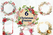 Christmas Frames, Wreath Clipart, a Seasonal Illustration by Loony Dream Designs (Thumbnail 1 of 4)